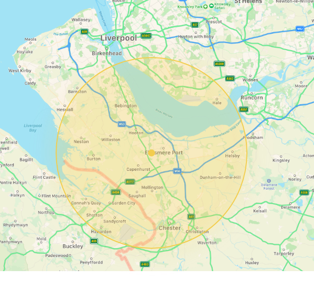 Map of North West area of United Kingdom