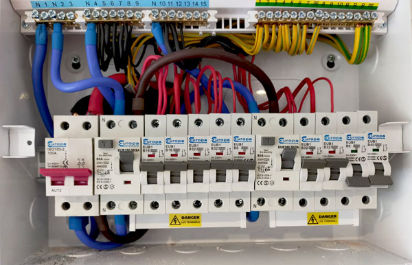 Neatly wired fuseboard box